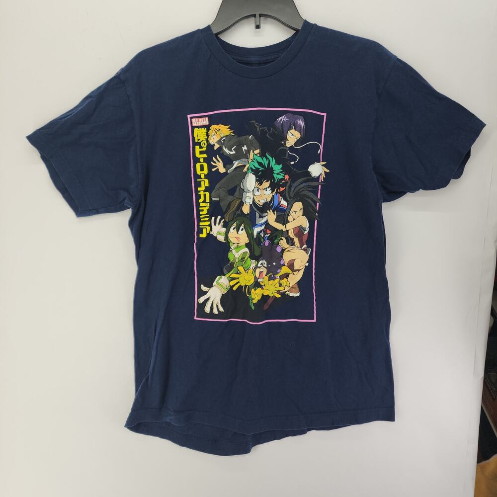 My Hero Academia Class 1-A Group Characters Graphic T-Shirt Navy Blue Size L